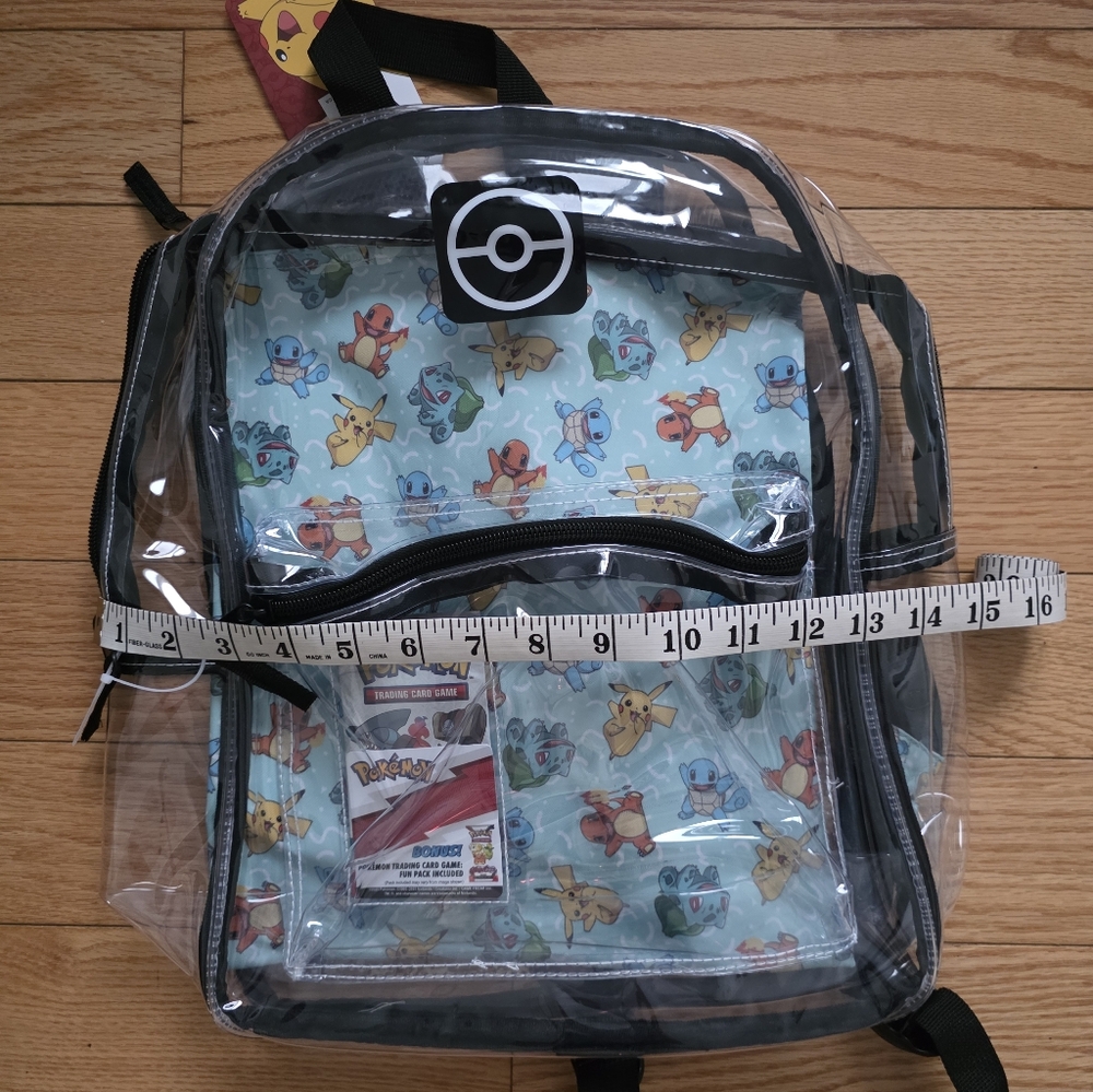 Pokemon Clear Backpack with Removable Pouch Plus Bonus Trading Card Fun Pack - Picture 12 of 15